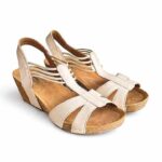5th Ave Wedge Heel Beige Sandals