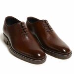 Handmade one piece leather shoes choco