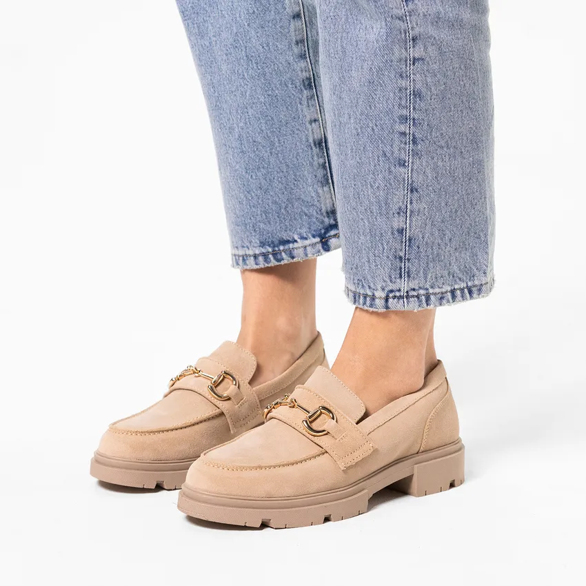 1 M.FIELD Women Baige suede Loafers - Image 1