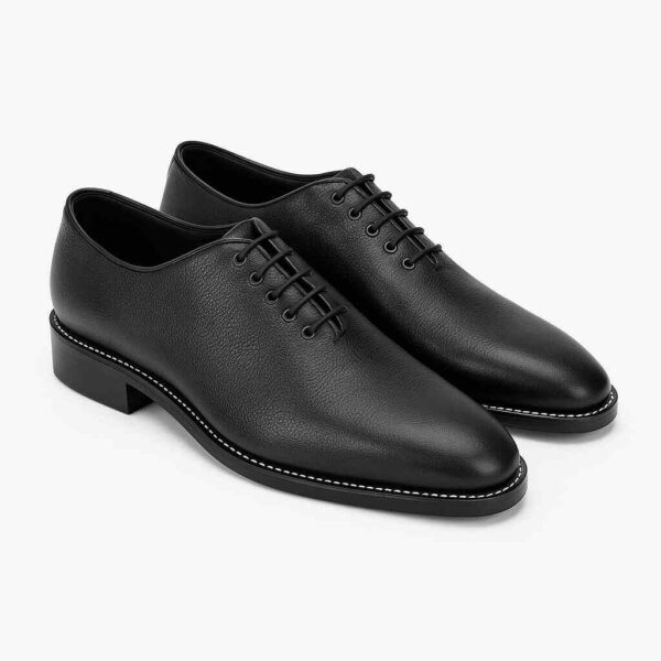Handmade one piece leather shoes Black