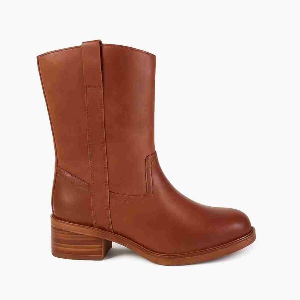 PS Women Block Heel Booties Tan