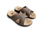 Docker Memory Foam Leathers Slides Brown