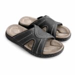 Docker Memory Foam Leathers Slides Black