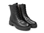 M.T Round Toe Black Textured Boots - Image 2